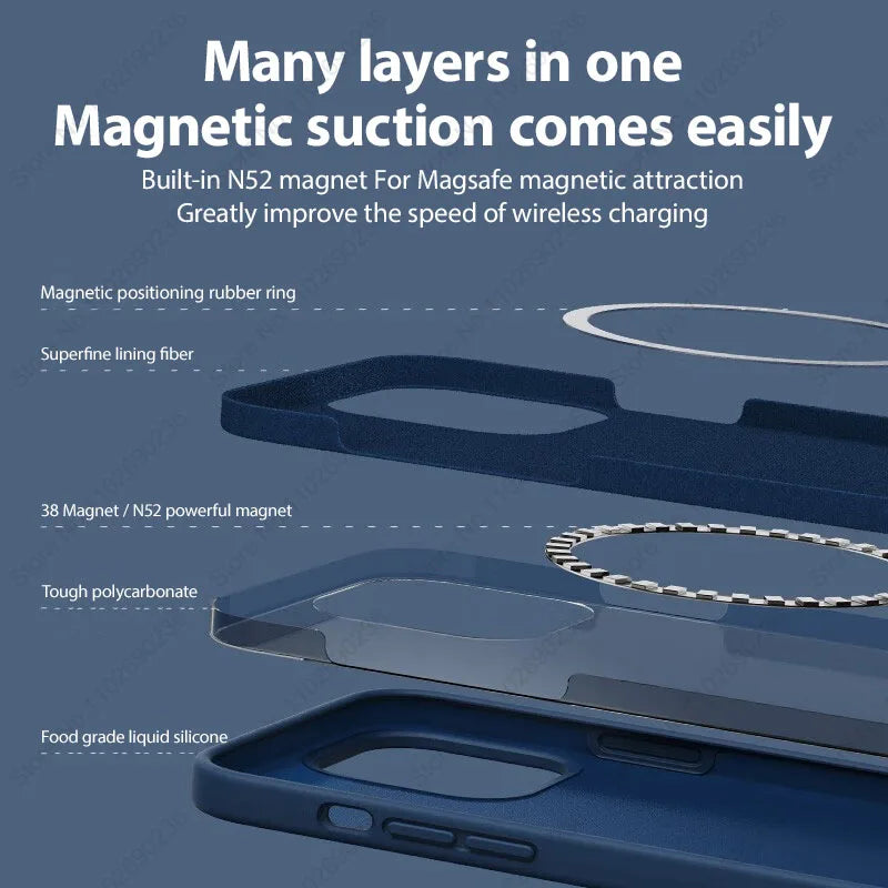 For Magsafe Liquid Silicone Magnetic Case For iPhone