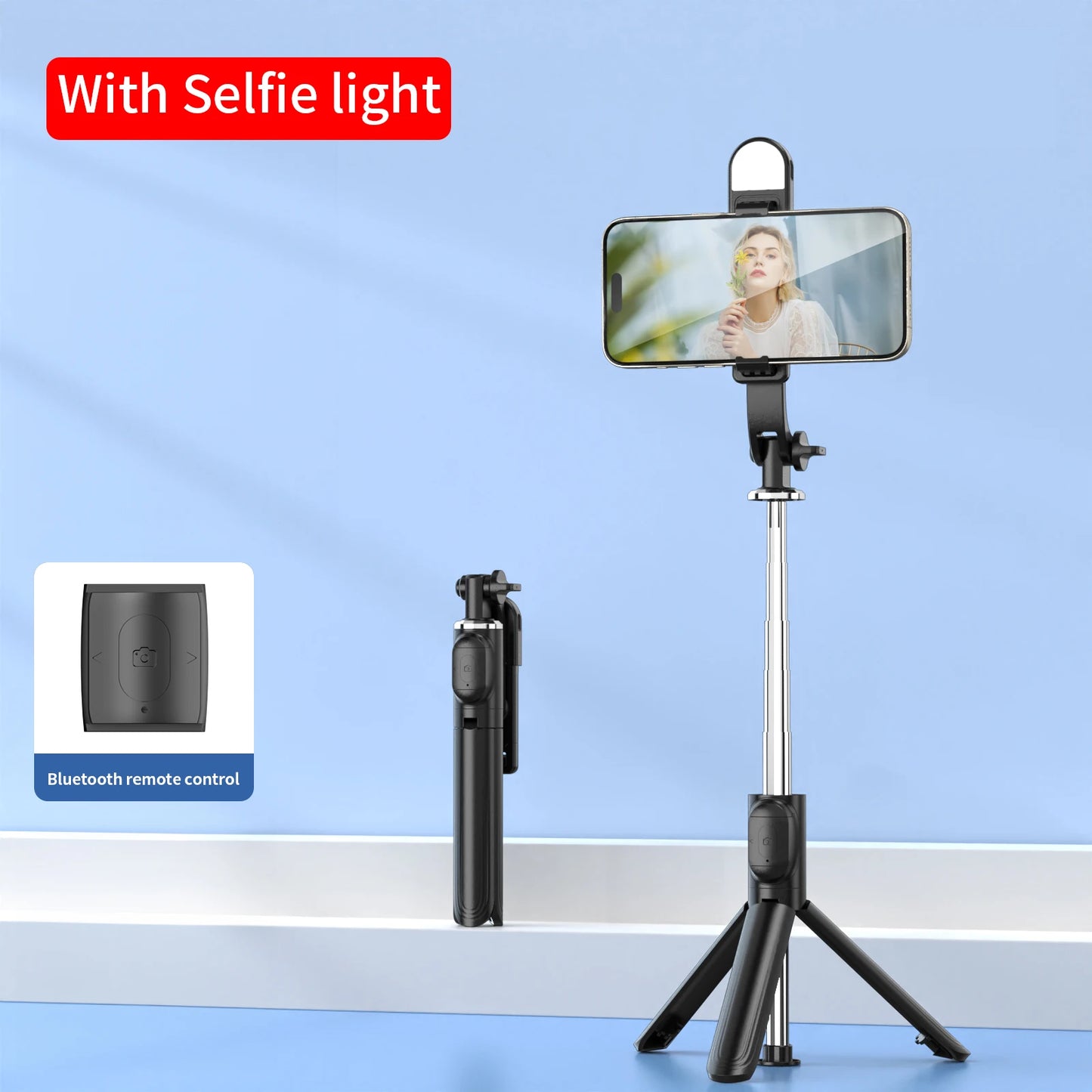 Bluetooth wireless selfie stick mini tripod extendable